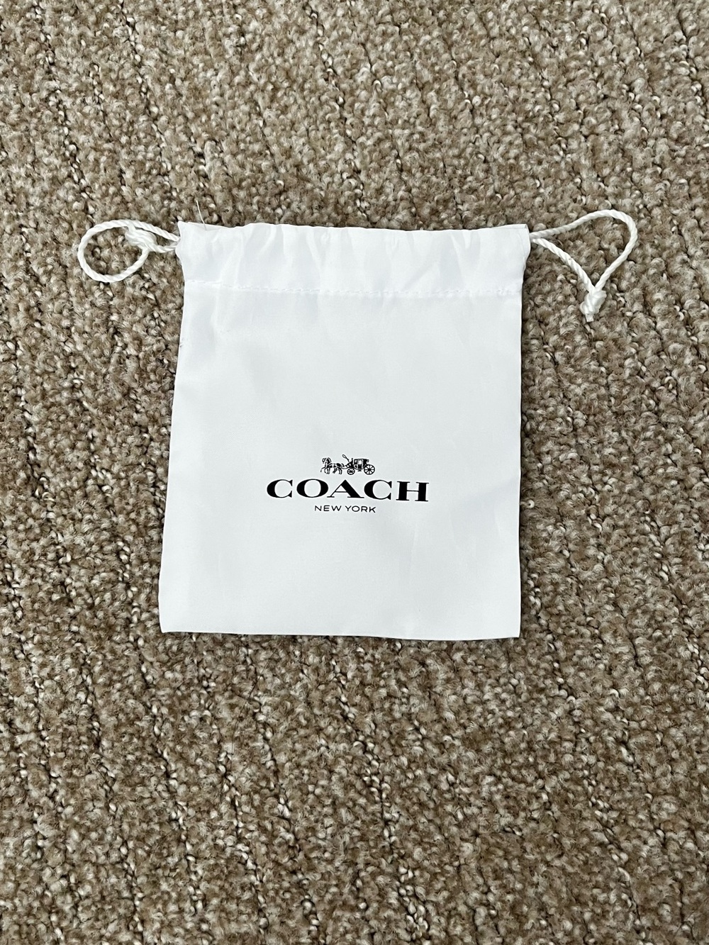 Coach White Drawstring Logo Pouch